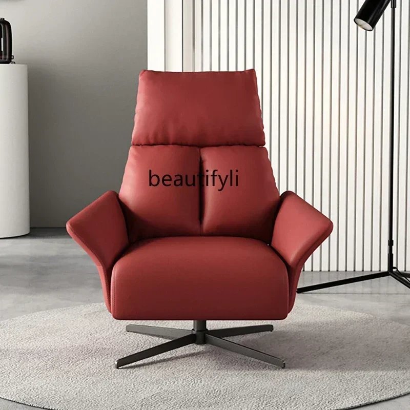 

02Q Modern minimalist function single sofa rotating down single chair light luxury living room office lazy sofa