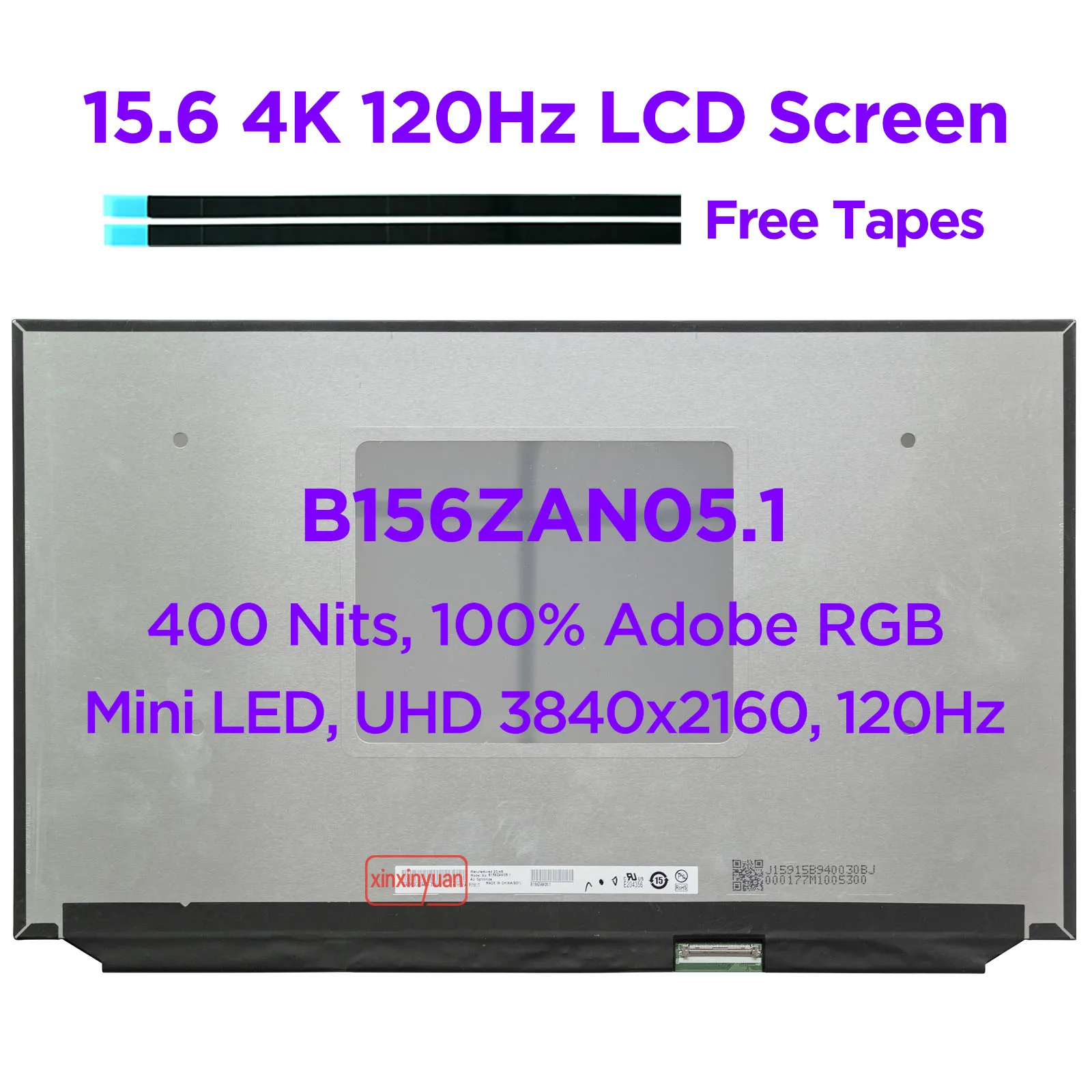 Painel de Exibição para Laptop para Asus 15.6 4k 120hz Ajuste B156zan05.1 Ne156qum Nz4 Nz3 Gx551q Uhd 3840×2160 40 Pinos Edp Novo