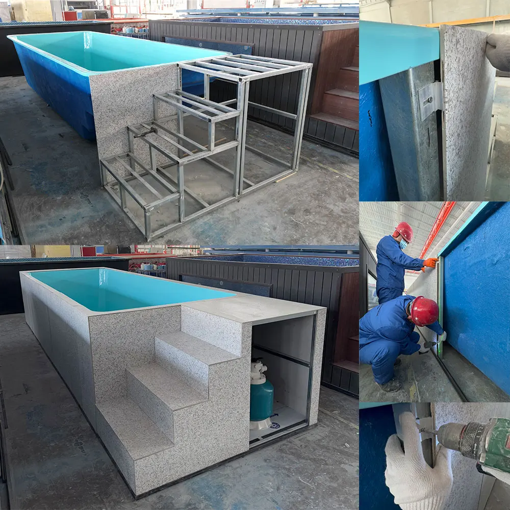 Hinterhof, kleine Größe, Fiberglas, 4 Meter über dem Boden, Mini-Heim-Schwimmbecken für Erwachsene im Freien