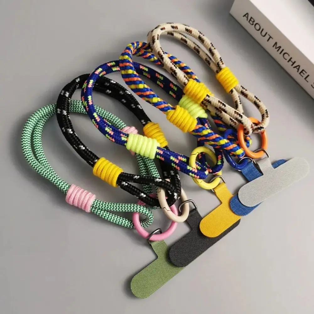 Portable Nylon Phone Lanyard Keychain Candy Colors Phone Wrist Straps Simple Phone Accessories Hanging Rope