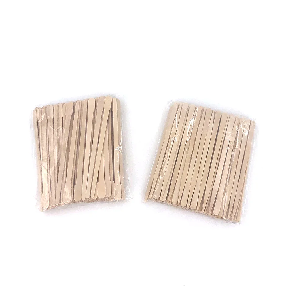 200/100PCS Holz Haar Entfernung Stick Gesicht Wachs Sticks Enthaarung Spachtel Körper Augenbraue Applikator Glatte Zunge Spatel Schönheit – Detail 1