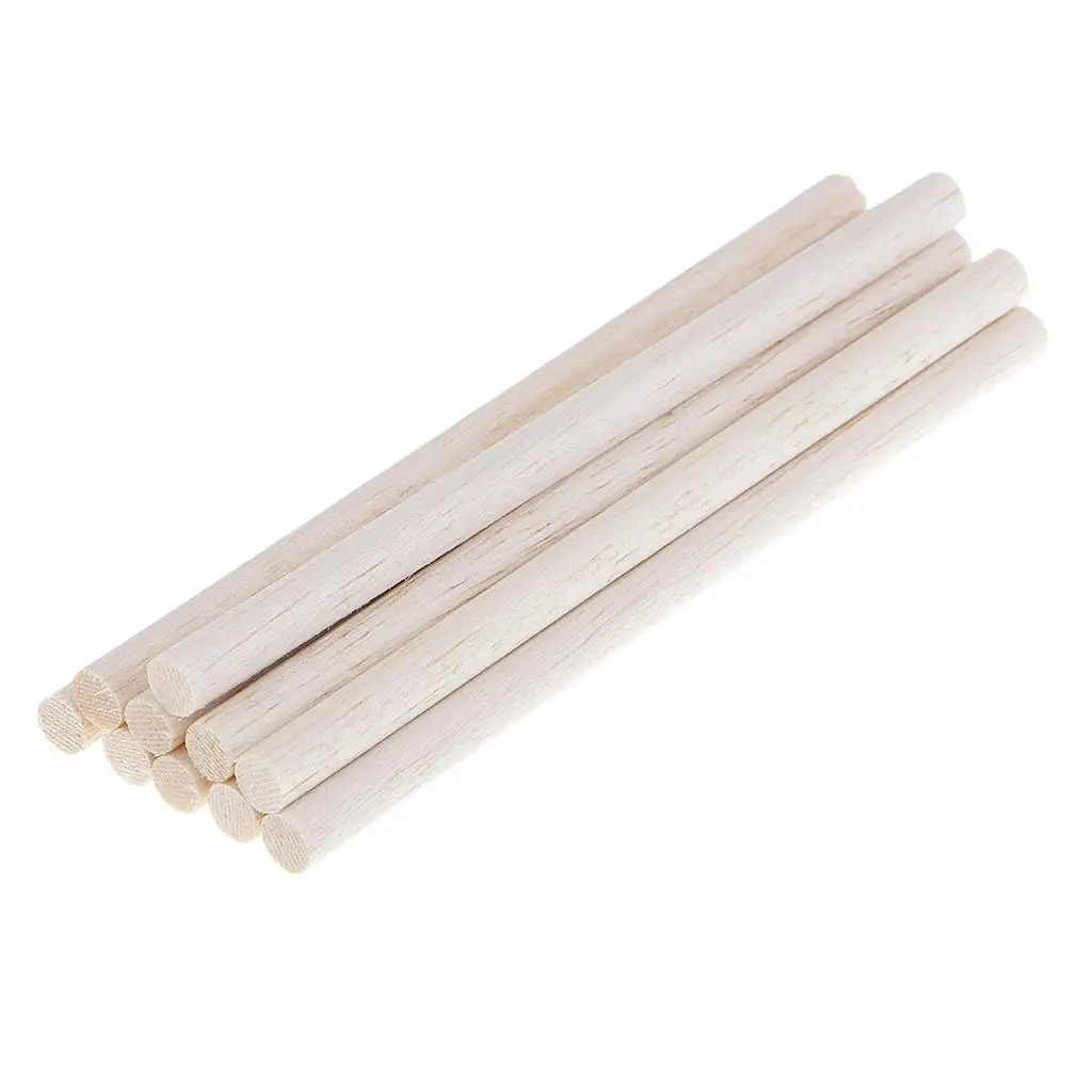 10 Pieces Balsa Wood Unfinished Wood Round Stick Dowel Rod DIY Craft