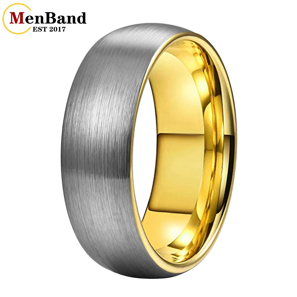 

MenBand 6MM 8MM Two-Tone Tungsten Alloy Wedding Engagement Ring Domed Brushed Surface Technology Comfort Fit for Men And WoMen