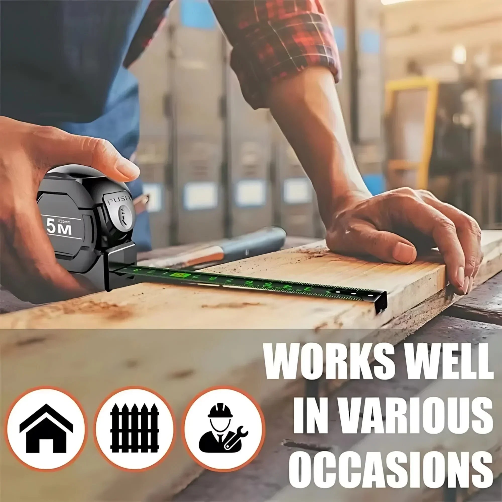 STONEGO 5/7.5/10M Is Resistant To Drops and CutsThickened Self-locking High-precision Laser Fluorescent Tape Measure