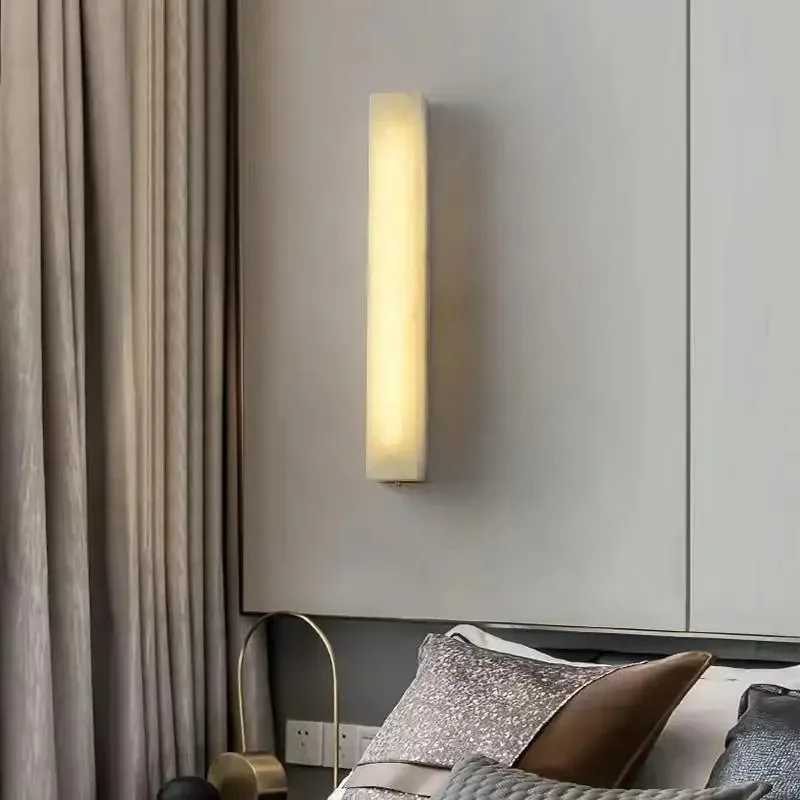 

Spanish Marble Stone Wall Lights LED for Living Room Bedroom Aisle Bathroom Villa Modern Luxury Style Design Sconces Decorative