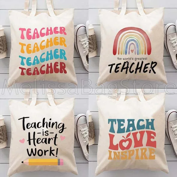 

Best Teacher Ever Gifts Canvas Shoulder Bag Harajuku Shopper Bag Fashion Casual Summer Cotton Shoulder Bags Tote Shopper Bag