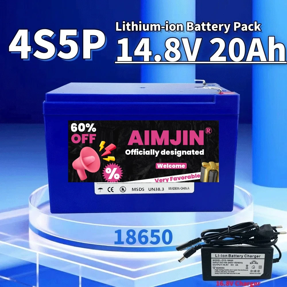 

Best Seller 4S5P 14.8V 20Ah Lithium-ion 18650 Battery Pack built-in BMS Suitable for 16.8V Equipment,Inverter, Tourist Car Solar