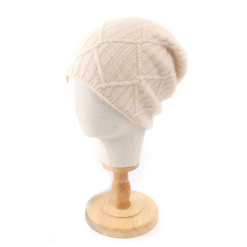 

Autumn/Winter Men's/Women's Hoodie 100% Pure Cashmere Knitted Hat Casual Solid Color Headcap Thickened Warm Hat