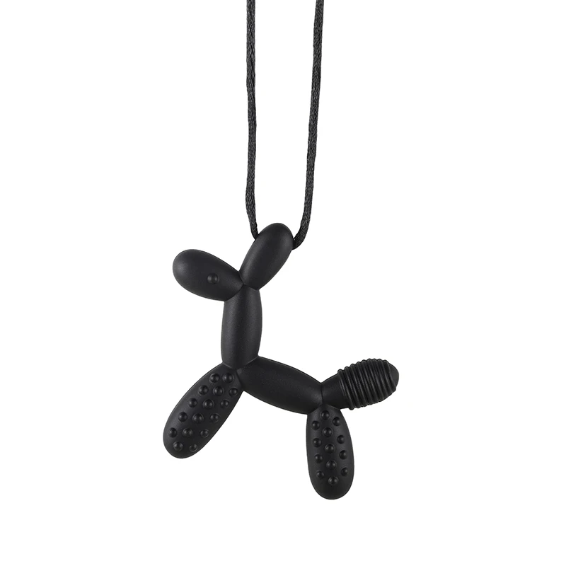 قلادة تسنين على شكل كلب للأطفال، لعبة حسية للكلاب من الدرجة الغذائية لمضغ الأطفال الصغار