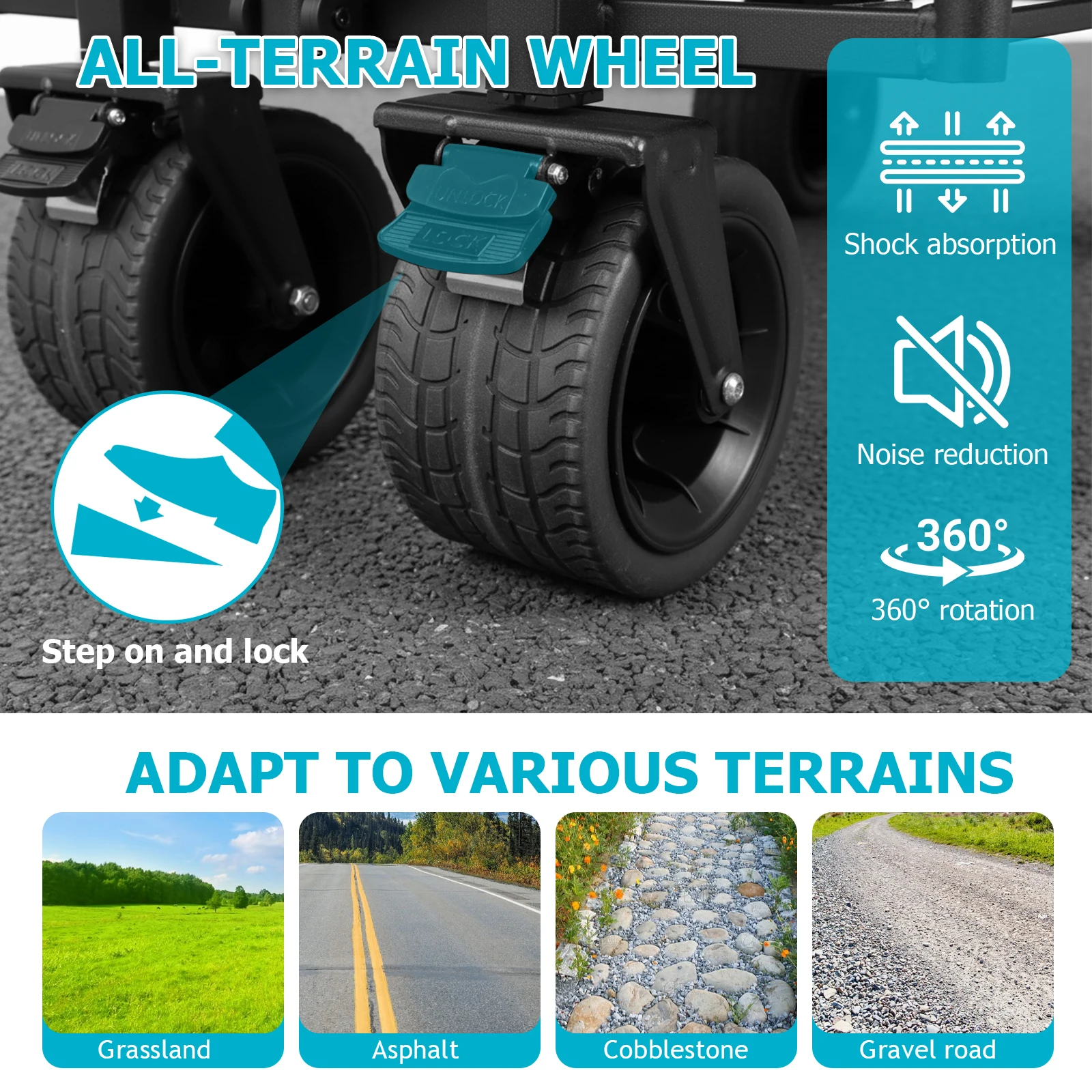 40In Collapsible Wagon Cart Heavy Duty Foldable Extended Wagon with Wheels for Camping Sports Outdoor Activities Black