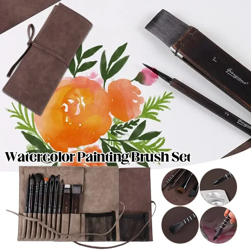 

Canvas Brush Roll Pouch for 10Pcs Painting Brushes Watercolor Oil Acrylic Art Kit Portable Carry Bag with Compartments