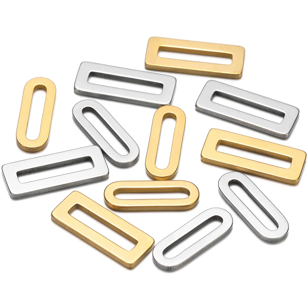 20pcs/lot Stainless Steel Rectangle Charms Oval Pendants for DIY Jewelry Making Earrings Findings Necklace Bracelet Accessories