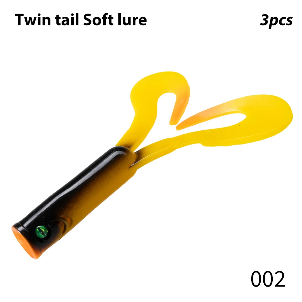 Hunthouse 3 Stück/Set Twin Tail Trailer Weiche Angelköder Silikon Spinning Souple 145mm/21,7g 175mm/36,7g PVC für Hecht LW234