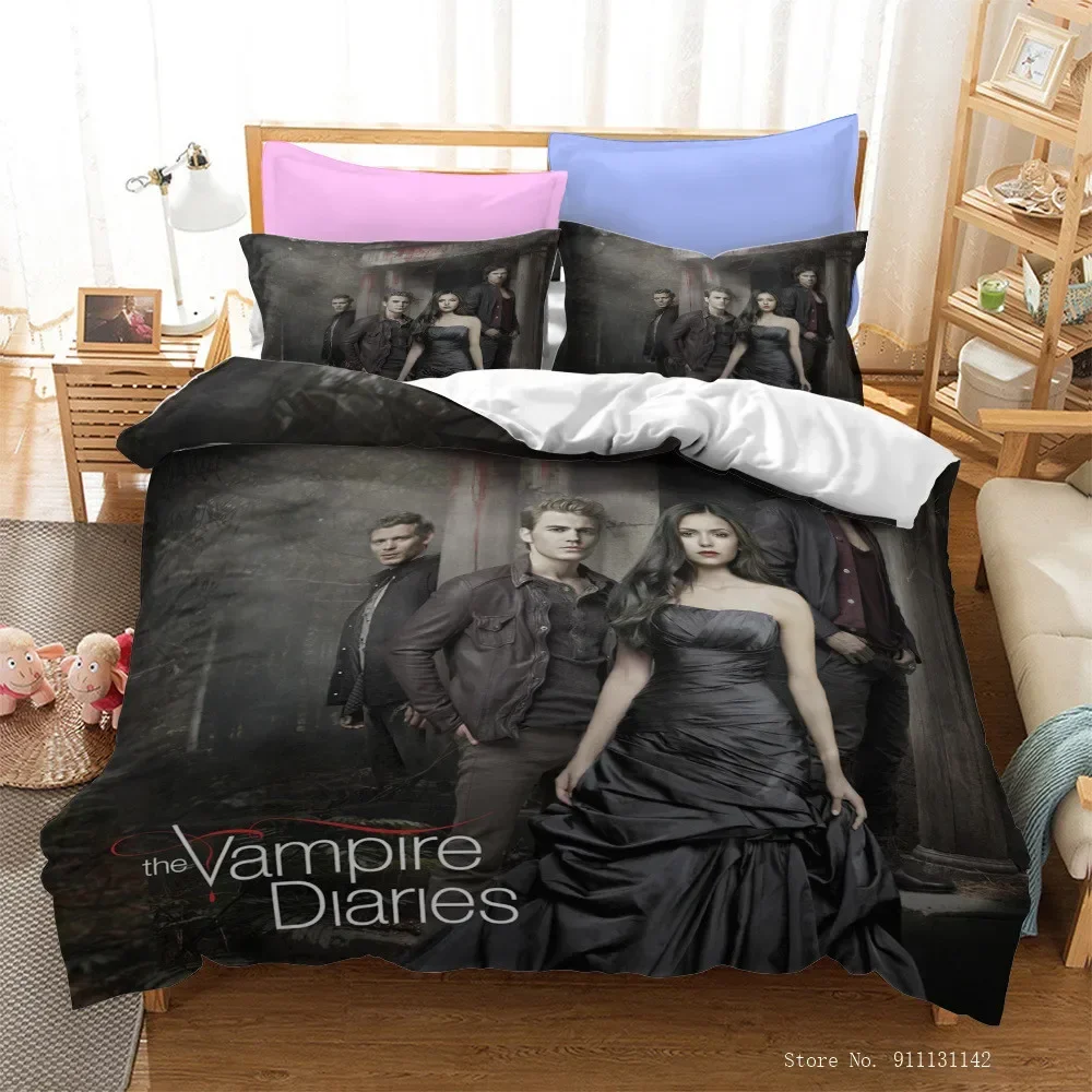 

Modern TV Series Vampire Diaries Printed Bedding Set 3D Bedroom Decoration Large Size Duvet Quilt Cover Pillowcase Bedding
