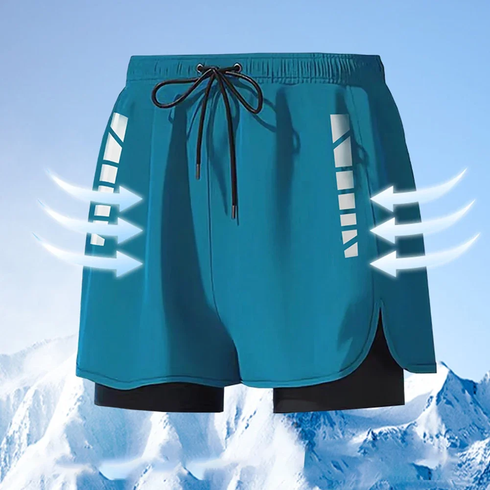 

Men Athletic Shorts Two-Layer Swim Trunk Quick-Dry Comfortable Beach Pool Shorts Men's Clothing