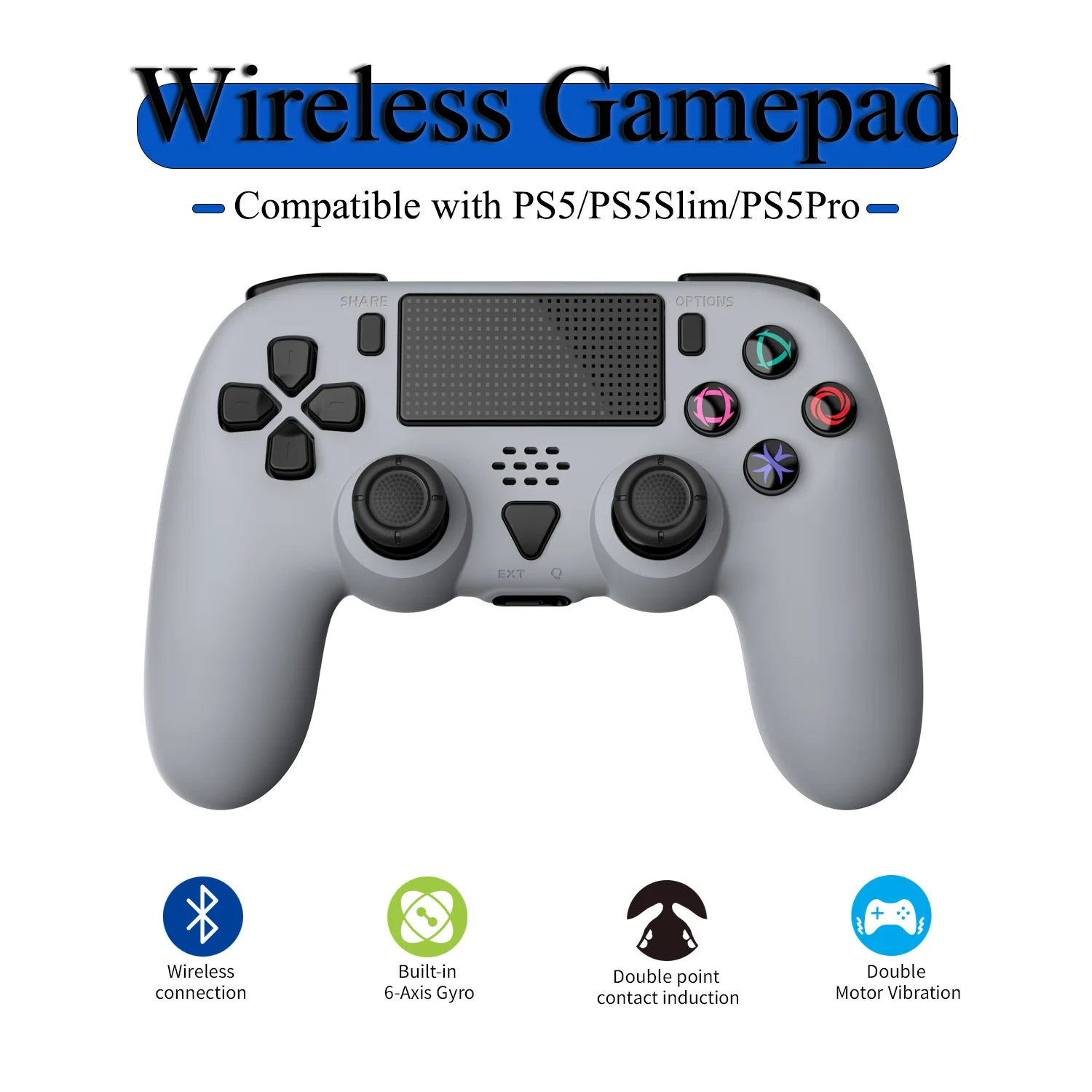 

For Playstation 5 Wireless Gamepad Game Controller for PS5/PS5Slim/PS5 Pro Bluetooth Joystick with Dual Vibration Joypad For PC