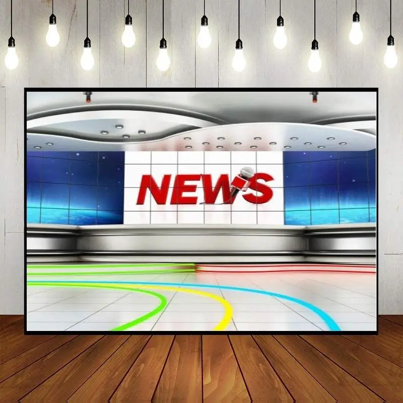 News Event TV Interior Broadcasting Show Press Conference Broadcast Hall Live Studio Breaking Background Party Backdrop Photo