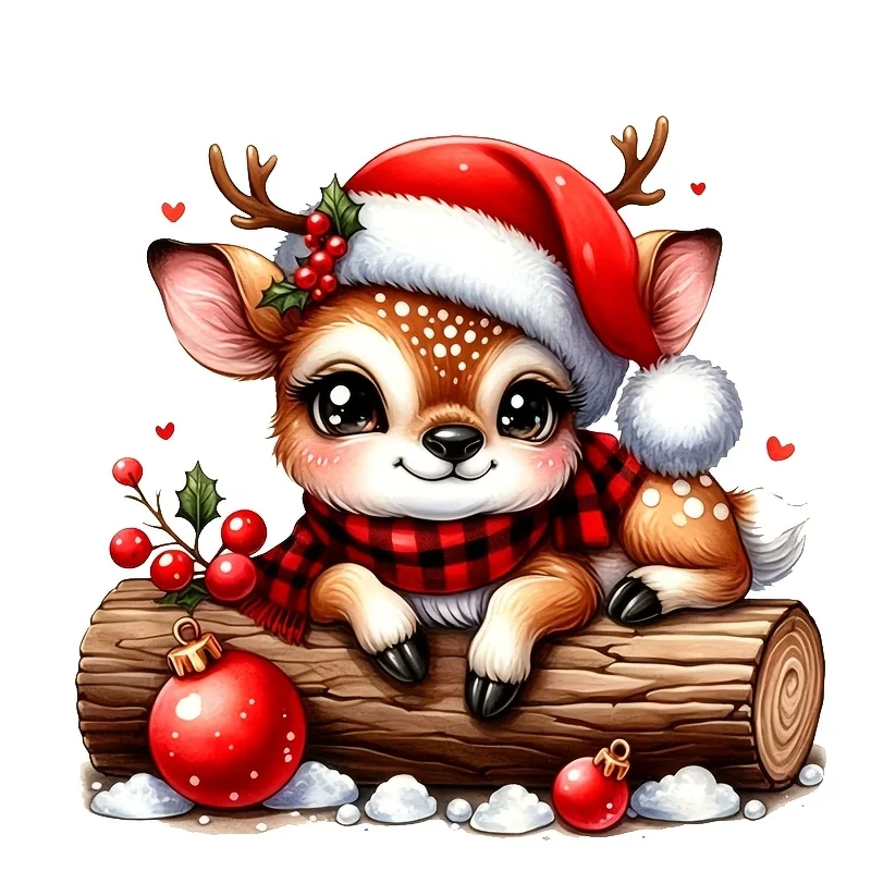 Christmas Reindeer Vinyl Sticker, Decal for Car Laptop Water Bottle Truck Phone Motorcycle Window Wall Cup, Holiday Gift