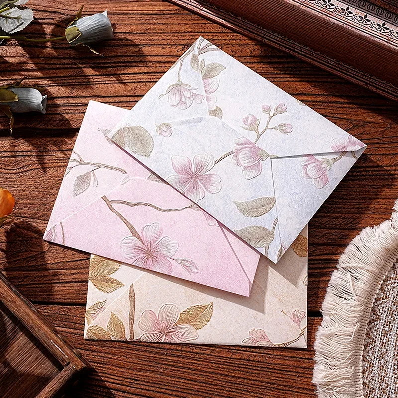 5pcs Vintage Brocade Envelopes Kawaii Floral Envelopes for Letter Writing Gift Package Kawaii Wedding Invitation Cards Cover