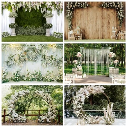 Outdoor Wedding Photography Backdrop Ceremony Flowers Wooden Wall Marriage Bridal Shower Party Photo Backgrounds Studio Props