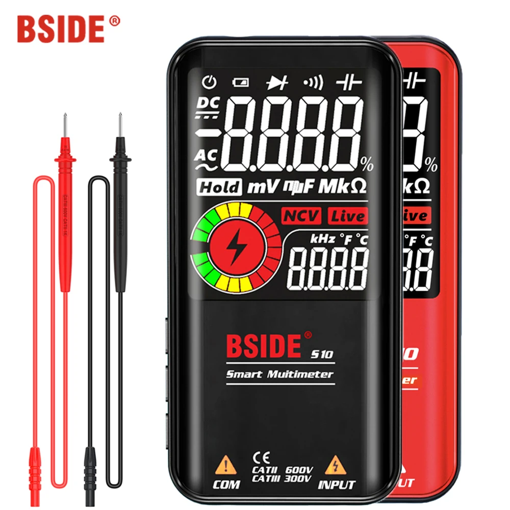 BSIDE Digital Multimeter S10 Profesional multimetro Smart DC AC Voltage Capacitor Ohm Diode NCV Hz Tester Detector meter