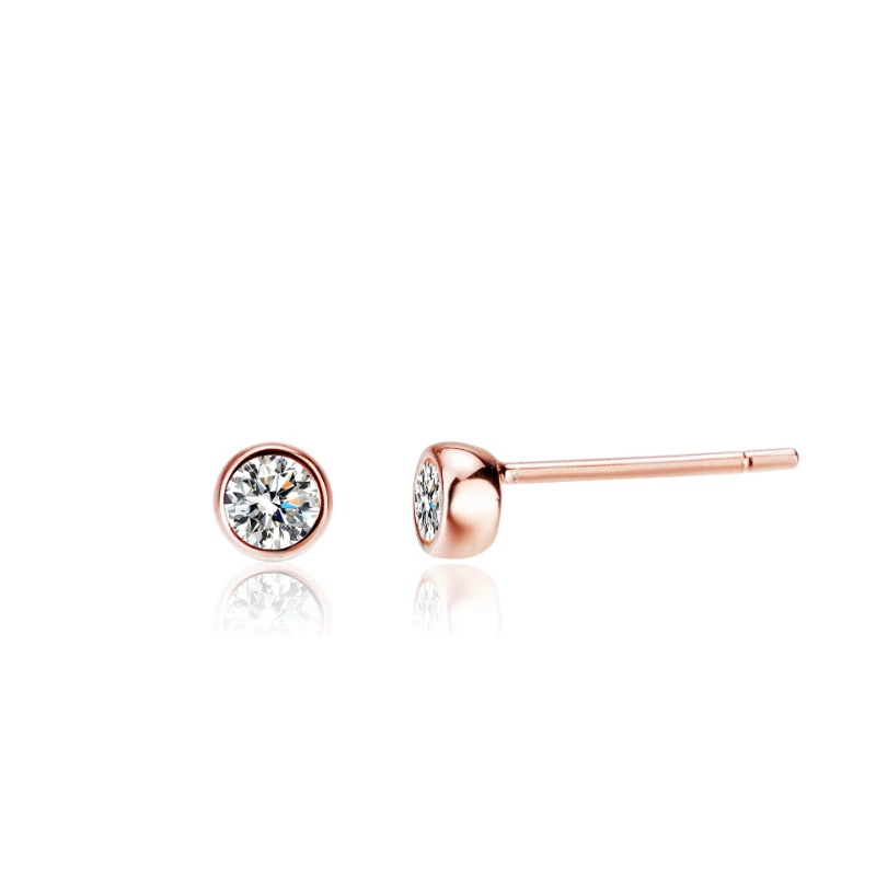 Orecchini a bottone in argento 925 Moissanite da 3mm in oro rosa regalo di orecchini da donna di fidanzamento alla moda