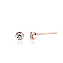 Rose Gold 3mm Moissanite Silver 925 Stud Earrings Trendy Engagement Wedding Women Earring Gift