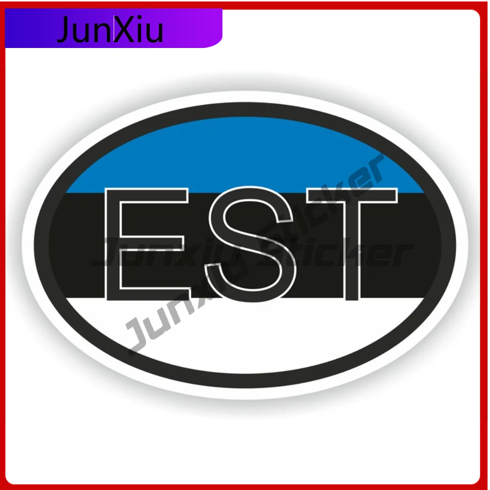 

ESTONIA Country Code Oval Sticker with Premium Car Sticker For Bumper Fridge UV Resistant Decoration Auto Accessories Exterior