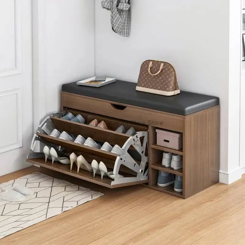 Household Nordic Changing Shoe Bench Storage Stool Rack Cabinet Entrance With Shoes Organizer Shelf