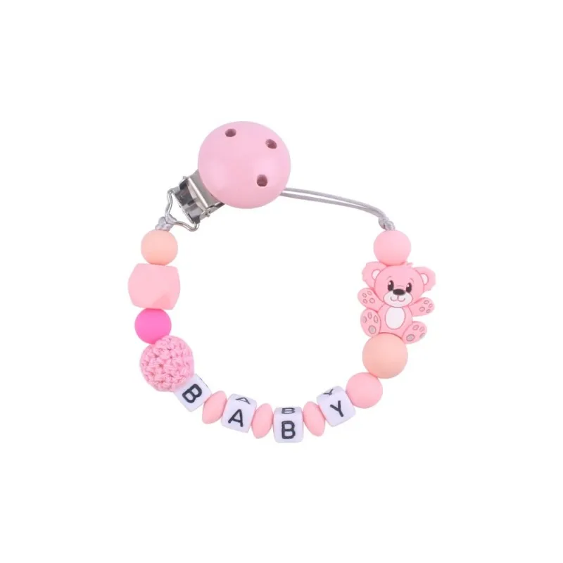 طفل مخصص شخصية اسم مصاصة سلاسل الحلمة دمية حامل سيليكون الرضع تغذية عضاضة لعبة التسنين الوليد مضغ هدية #6