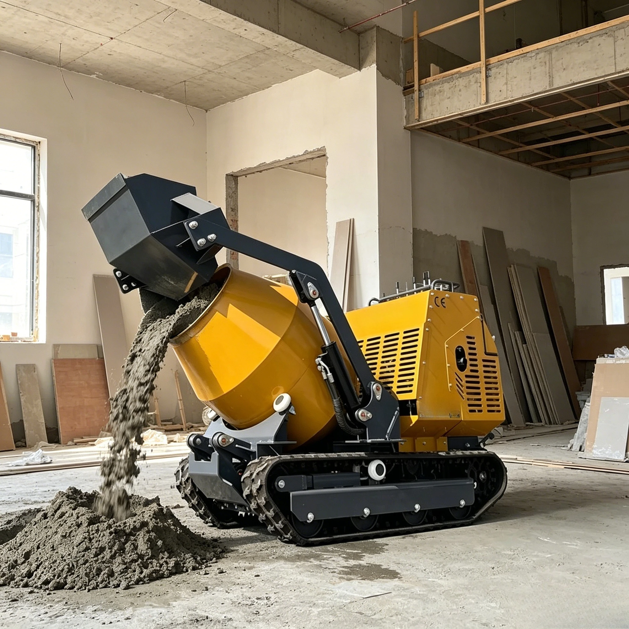 Custom Factory Direct Sale Mini Concrete Mixer 300L Crawler Mortar Mixing Machine Tracked Dumper Cement Mixer Self Priming Pump
