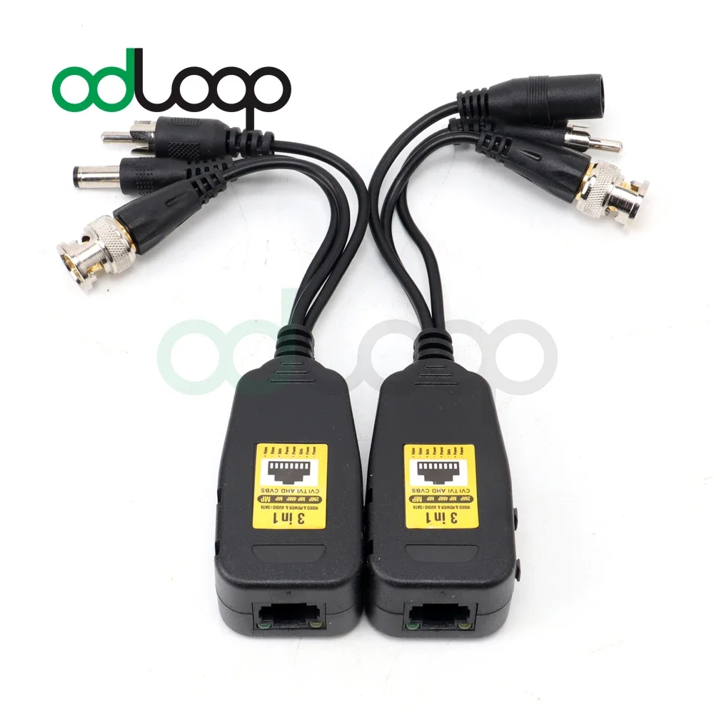 HD CVI/TVI/AHD Passive Video Transmitter Balun with Power Connector RJ45 Audio Transmitter 4MP 5MP 8MP