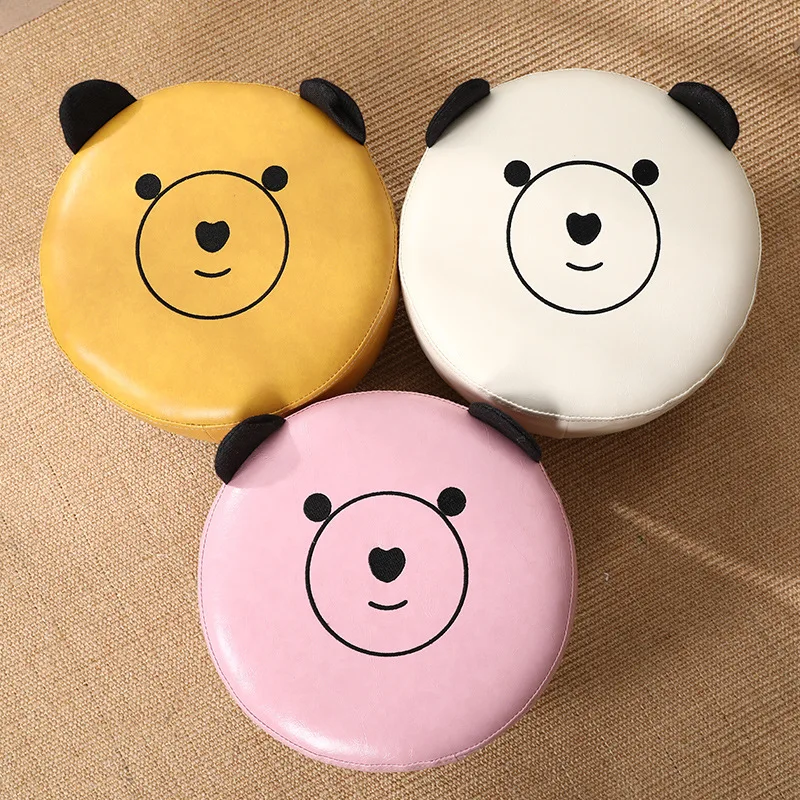 Children's small leather stools, cartoon baby round  cute small , household low, shoe changing