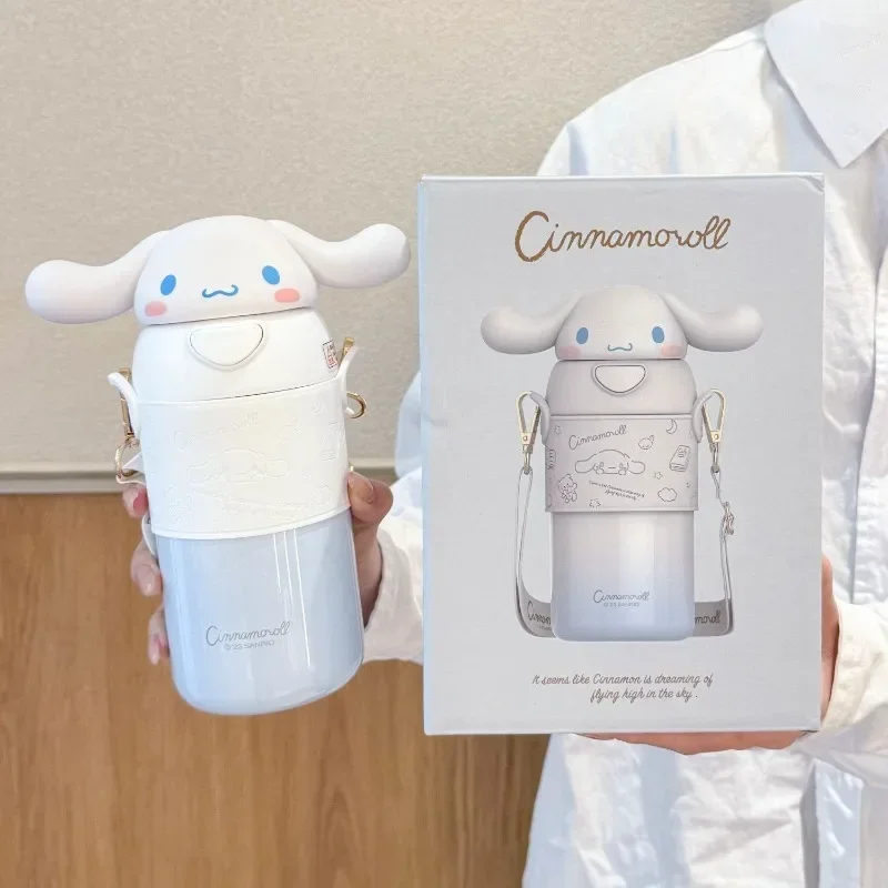 

New Cinnamoroll Thermo Cup New Cute Sanrio Hello Kitty My melody Kuromi Cartoon Kawaii Girl Heart Stainless Steel Water Cup Gift