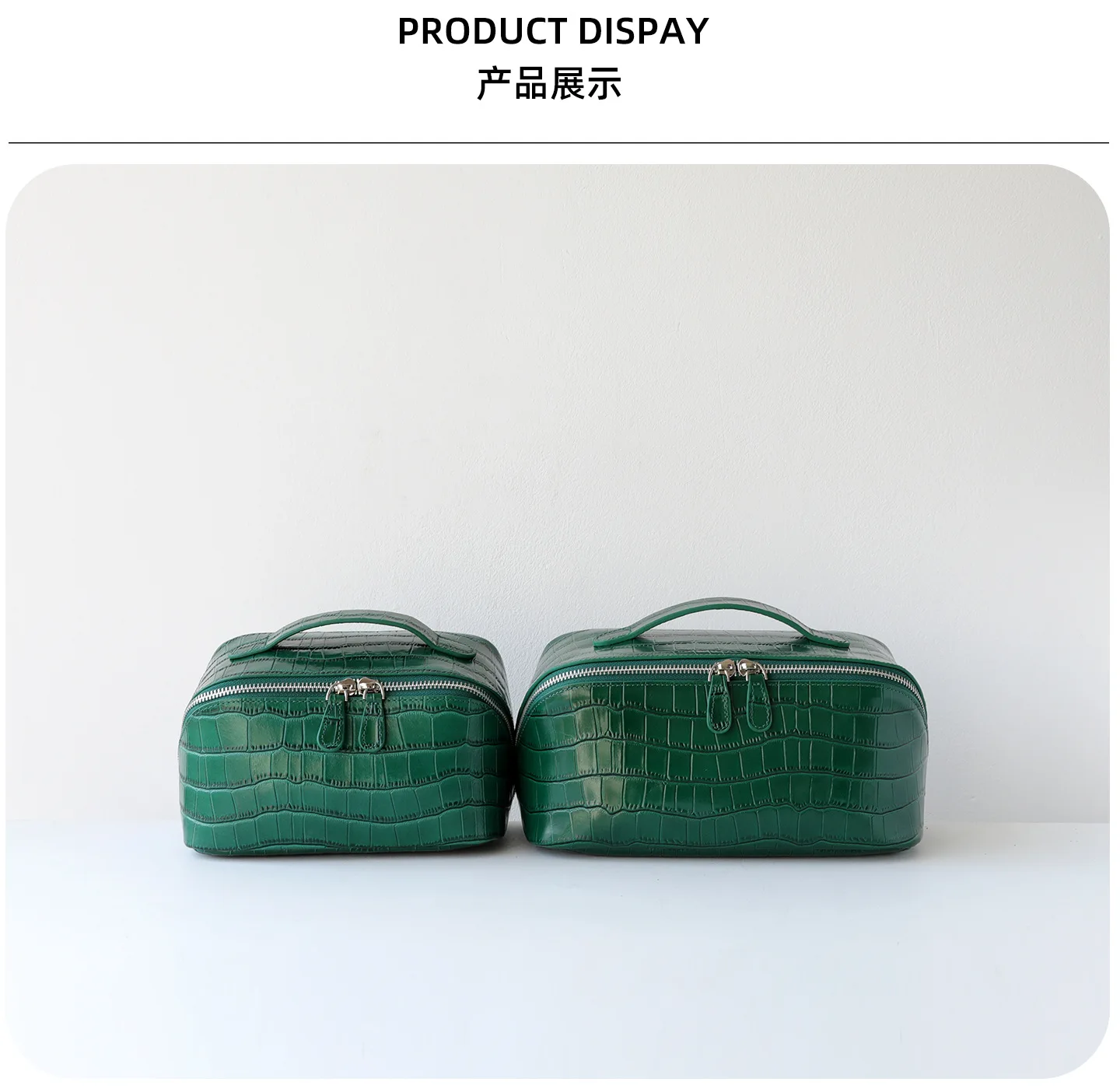 Waschtasche aus echtem Leder mit Krokodilstruktur, großes Fassungsvermögen, Reise-Kosmetik- und Toilettenartikel-Organizer, Damentasche, Make-up-Tasche, Luxustasche – Detail 8