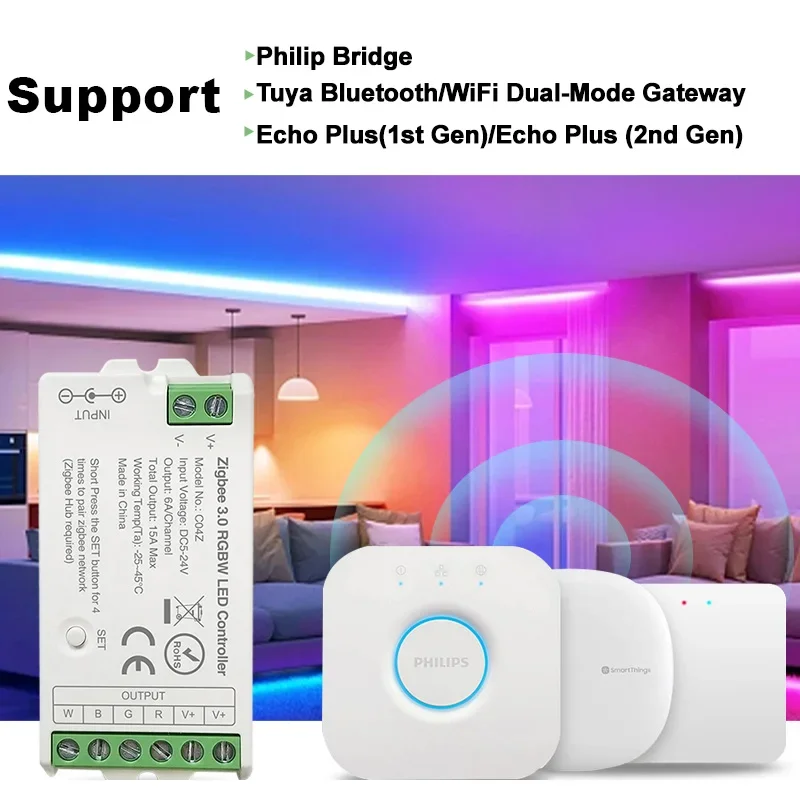 

Zigbee 3.0 LED Controller For Dim CCT RGB RGBW RGBCCT LED Strip DC5V-24V WiFi BT Remote Tuya Alexa Google Home Voice Control