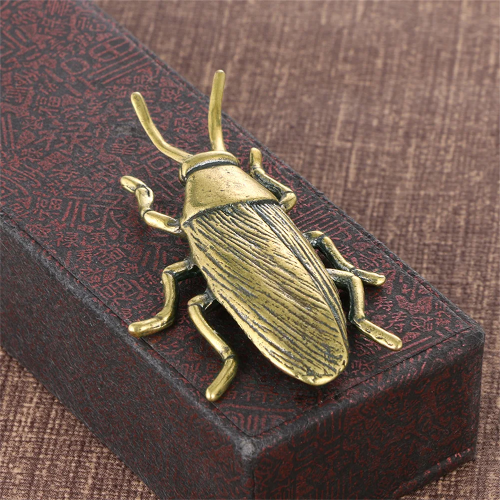 1PC Pure Copper Insect Cockroach Miniatures Figurines Solid Brass Craft Ornament Home Office Collection Craft Desktop Decoration