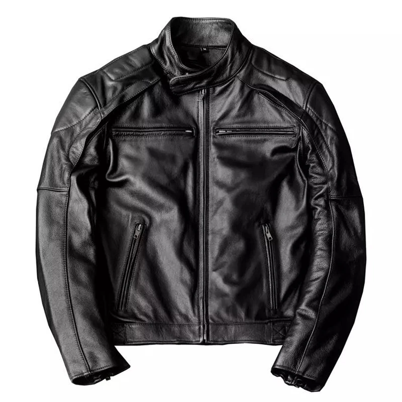 Free Shipping Genuine Leather Jacket Men 100% Cowhide Jacket Man Stand Collar Motorcycle Clothes Spring Autumn Winter 2023 New