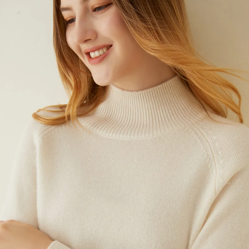 

Hot Sale Autumn Winter 100% Pure Cashmere Sweater Turtleneck Women's High Quality Soft Female Loose Thickened Knitted Jumper