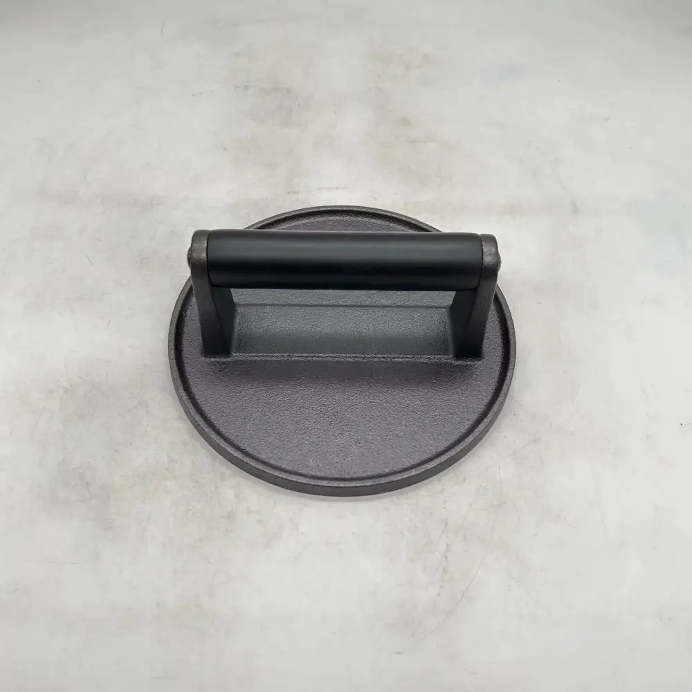 16.2cm Round Cast Iron Meat Press Heavy Duty Grill Weight For Burgers Steaks BBQ Smokeless Barbecue Kitchen Cooking Tool