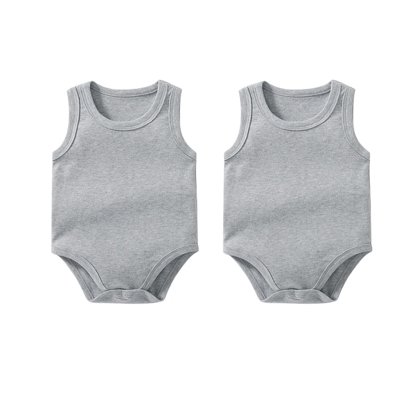 Newborn Baby Clothing Boy Girl Vest Infant Romper Cotton Solid Color Sleeveless Onesie 0-24 Months Jumpsuit 2 Pieces