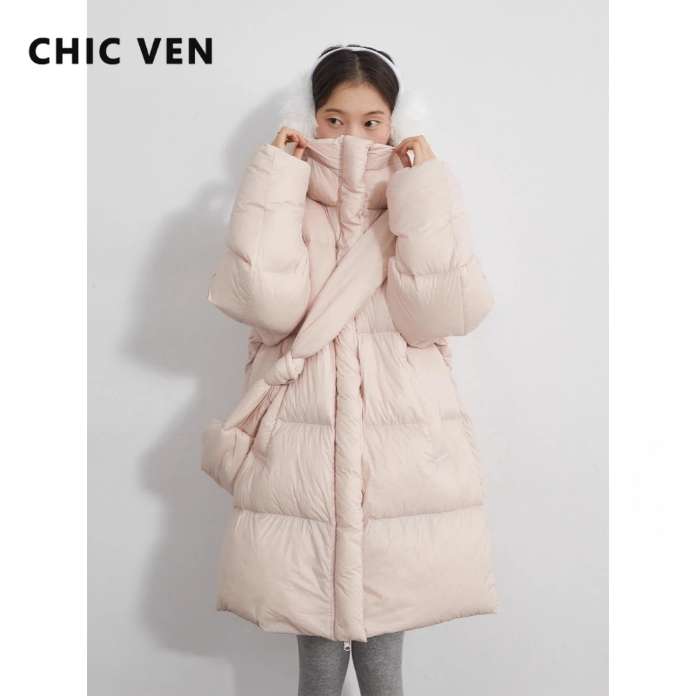 شيك فين جديد إمرأة أسفل معاطف مقنعين فضفاضة عادية سحابة نفخة 90 الأبيض بطة أسفل سترة معطف الإناث فتاة الخريف الشتاء 2025 #1