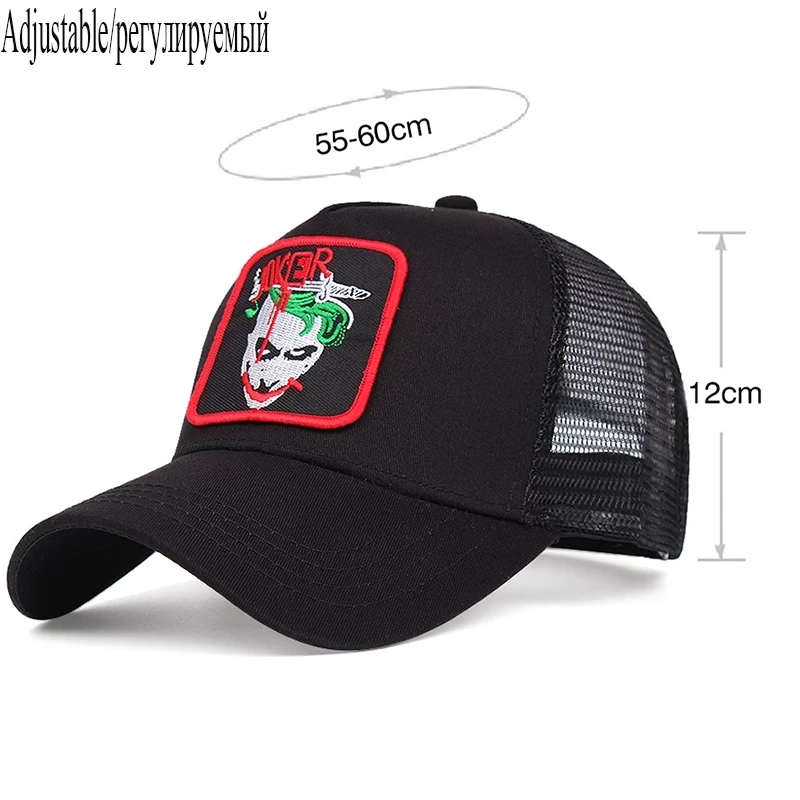 New Outdoor Men Baseball Cap Women Cotton JOKER Patch Sun Mesh Cap Summer Breathable Snapback Hip Hop Hat Male Trucker Hat Gorra