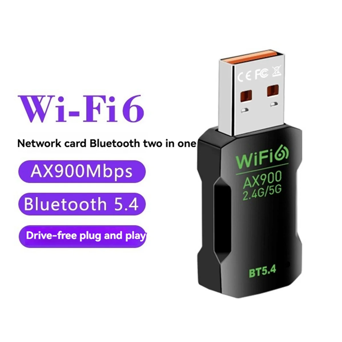 T35C WiFi6 AX900 Adattatore USB wireless Bluetooth 5.4 Dual Band 2.4G e 5GHz Dongle Ricevitore scheda Wlan di rete per Win10/11