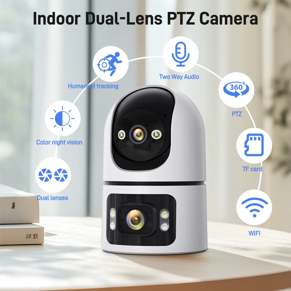 6MP UHD O-KamAPP Bluetooth Dual Lens Video Linkage Full Color IP Camera AI Humanoid Detection Home Security CCTV Baby Monitor