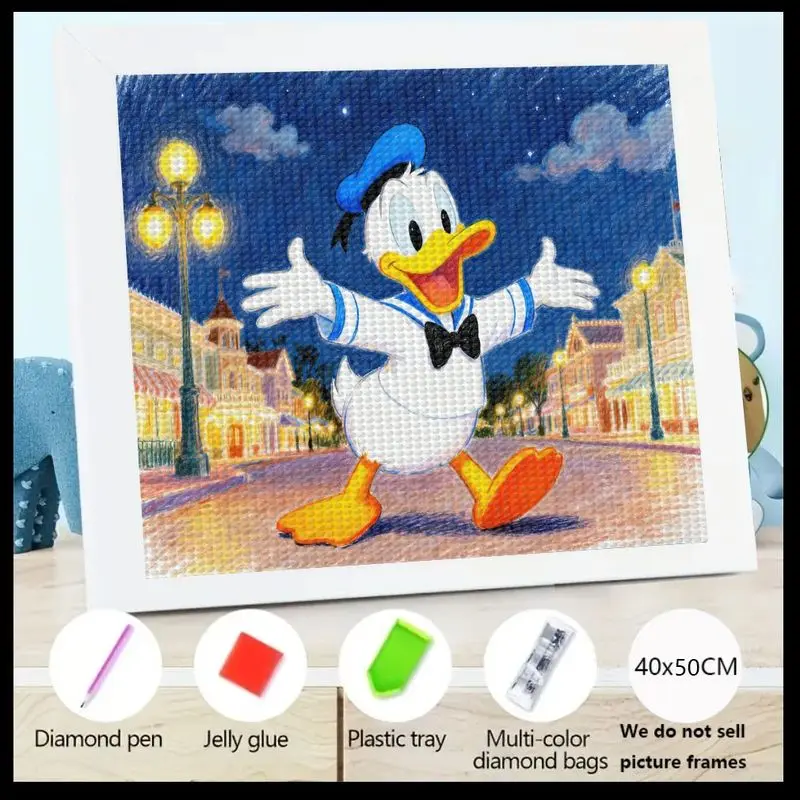 

Disney Donald Duck 5D Full Drill Набор алмазной живописи, 40x50 см DIY Мультяшный хрусталь со стразами для взрослых и детей, сверкающий H