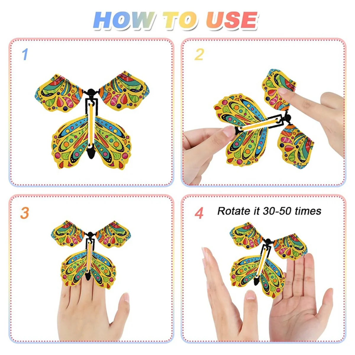 5PCS Flying Butterfly Wind Up Toys Rubber Band Powered Romantic for Surprise Wedding Birthday