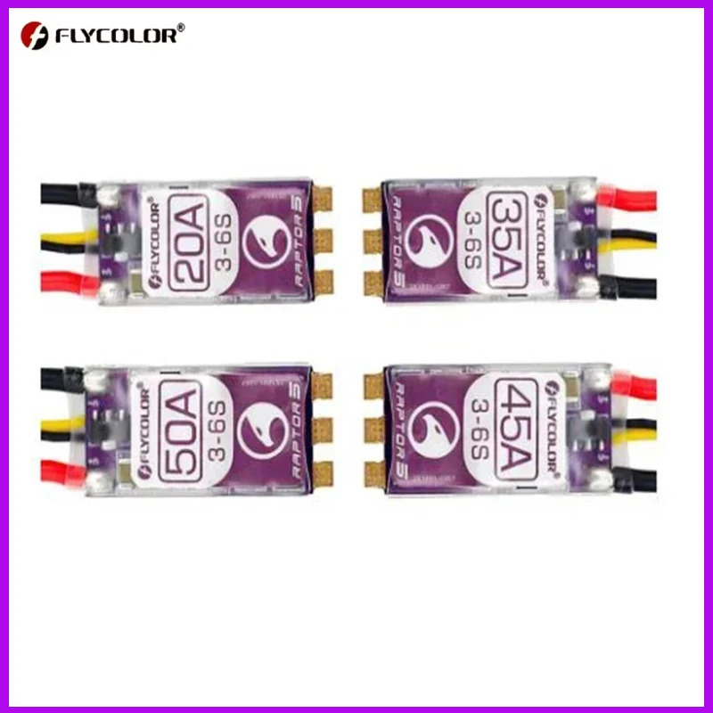 

FLYCOLOR Raptor5 Бесщеточный ESC 20A/35A/45A/50A 3-6S 32 бит G701 128K PWM Dshot Proshot для гонок на радиоуправлении