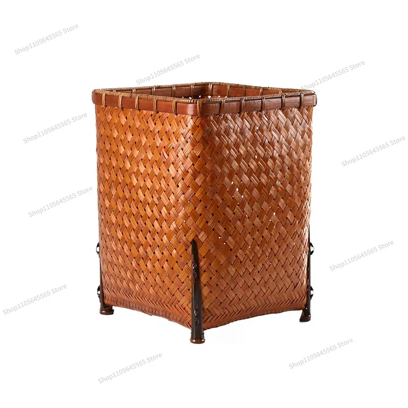 For Handmade bamboo woven basket, vintage book and newspaper scroll storage basket