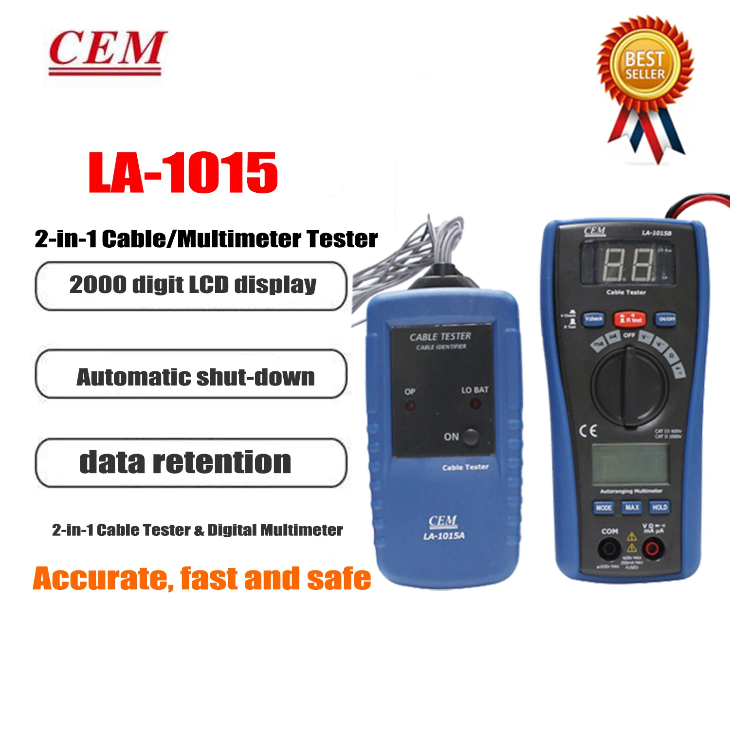 CEM LA-1014 LA-1015 Multifunctional Cable Indentifier TesterDMM  Cable Detector Network Fault Tester,Line Detector/LAN Tester.